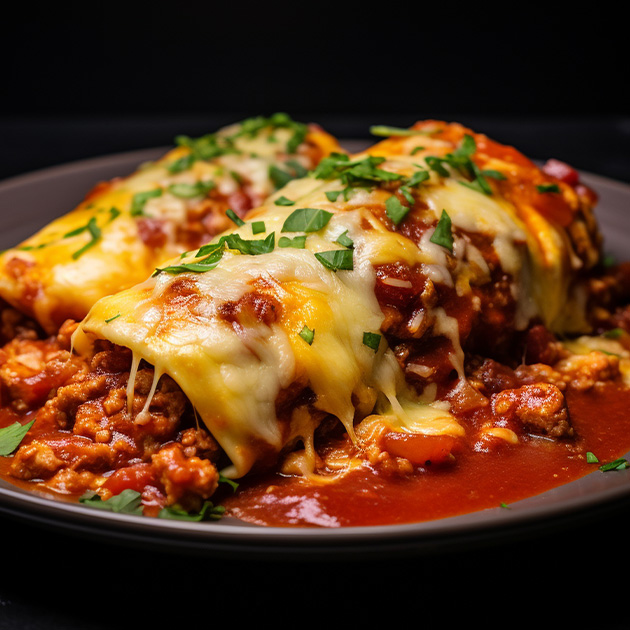 Panqueca recheada com molho bolonhesa e queijo mussarela Szura